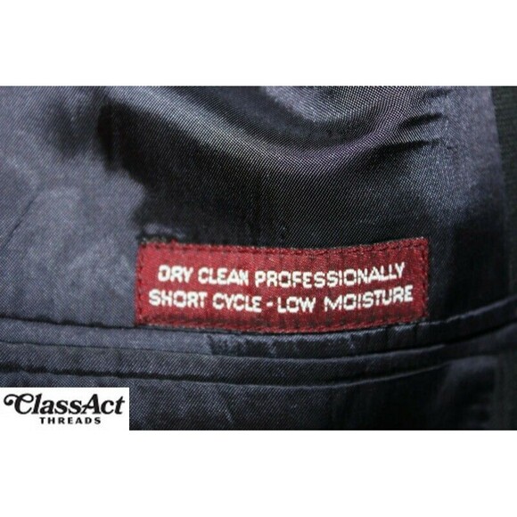 Jos A Bank 2 Piece Suit Mens Black Striped Wool 3 Btn 42L Pleated 32" W - Picture 9 of 10